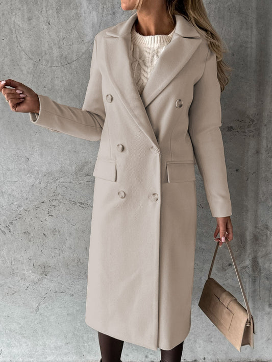 Polo Collar Solid Color Slim Fit Overcoat