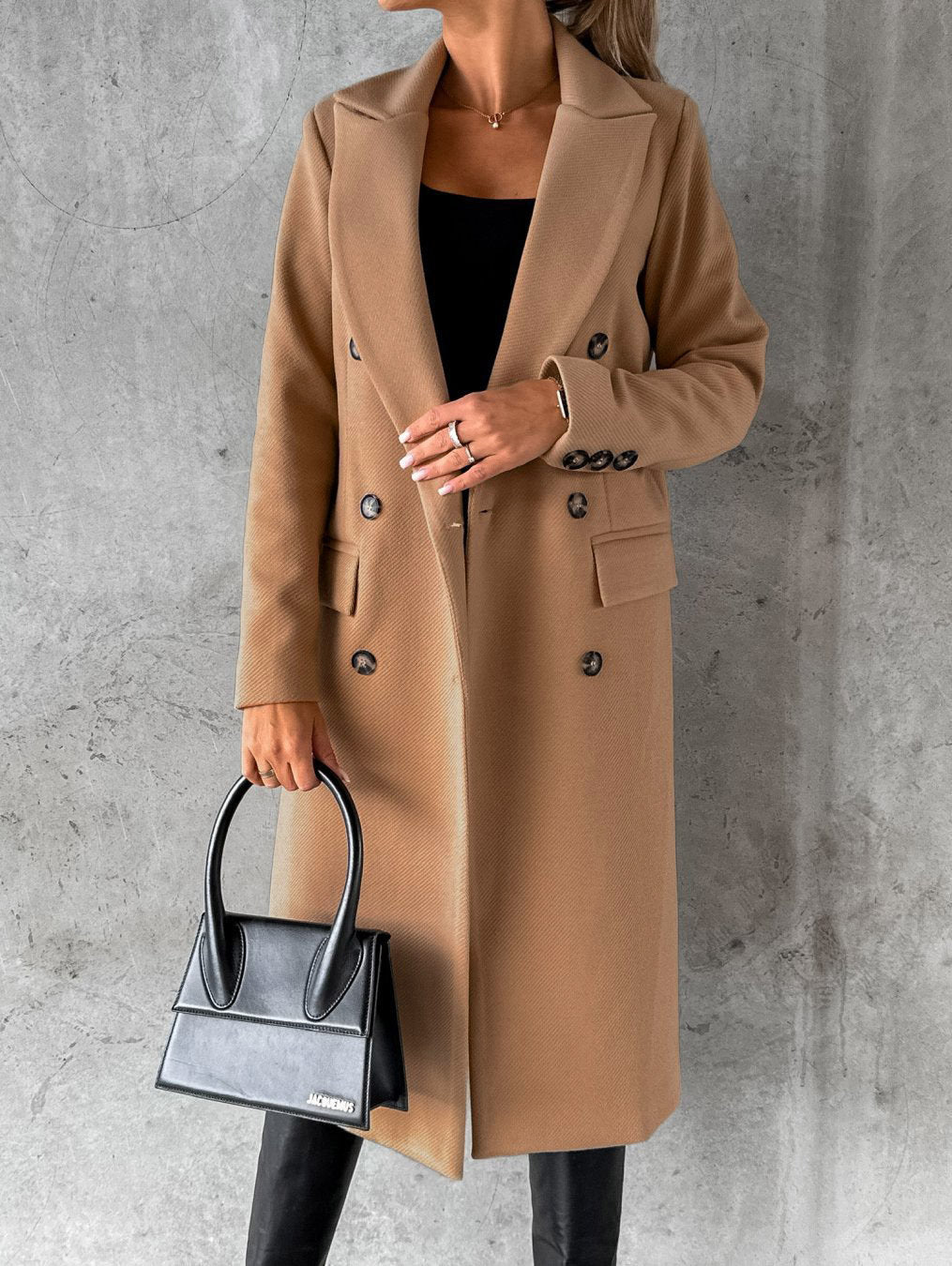 Polo Collar Solid Color Slim Fit Overcoat