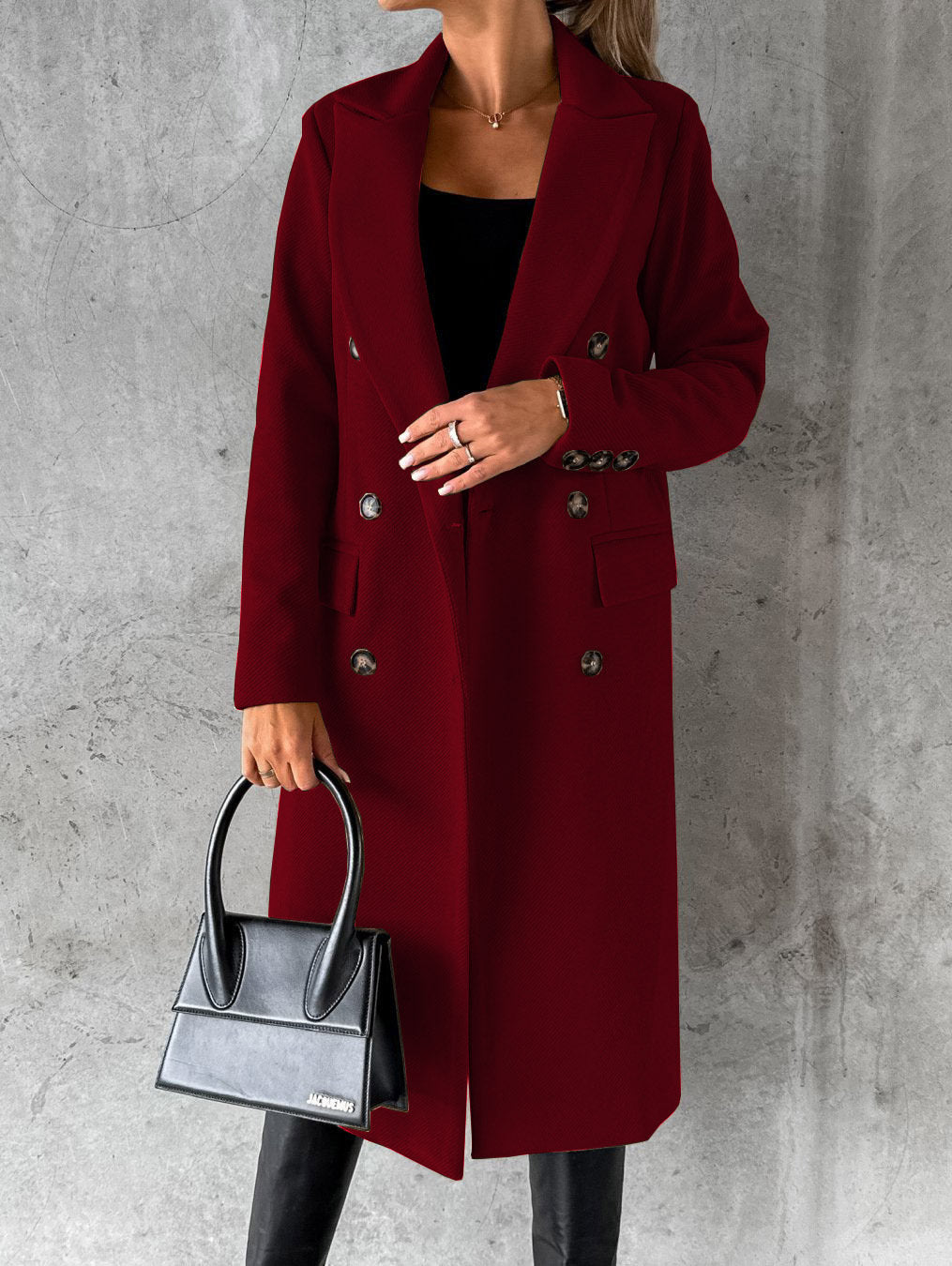 Polo Collar Solid Color Slim Fit Overcoat