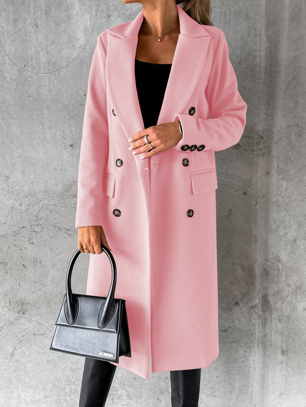 Polo Collar Solid Color Slim Fit Overcoat