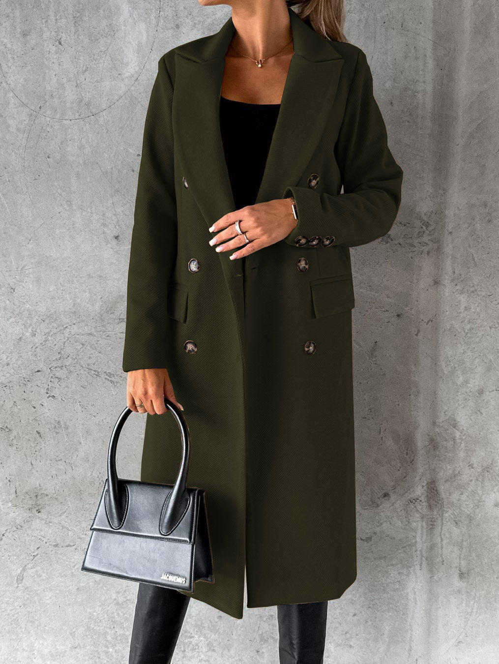 Polo Collar Solid Color Slim Fit Overcoat