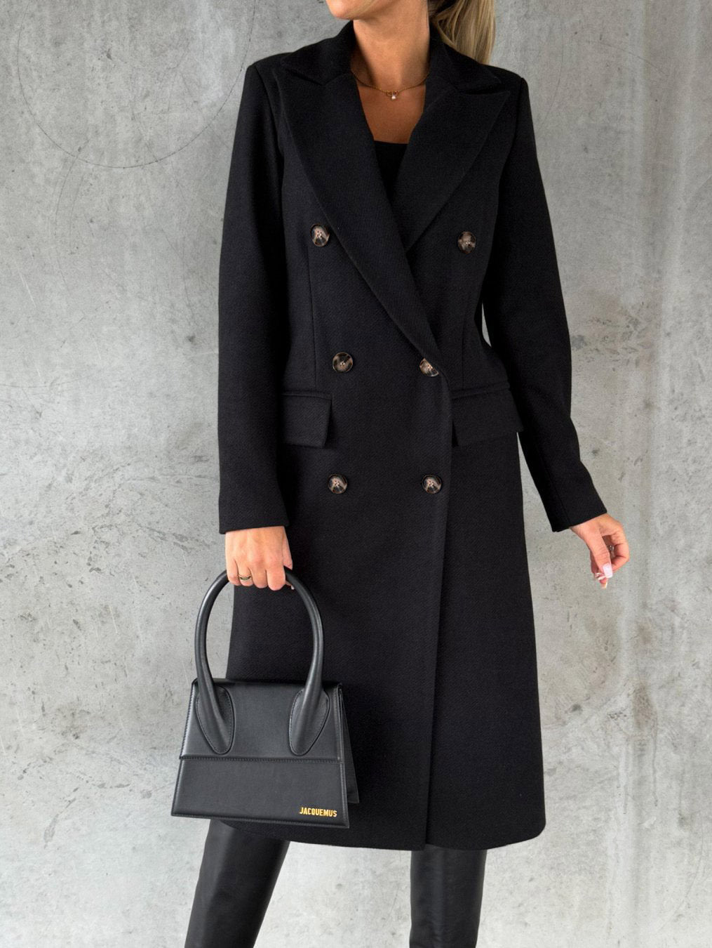 Polo Collar Solid Color Slim Fit Overcoat