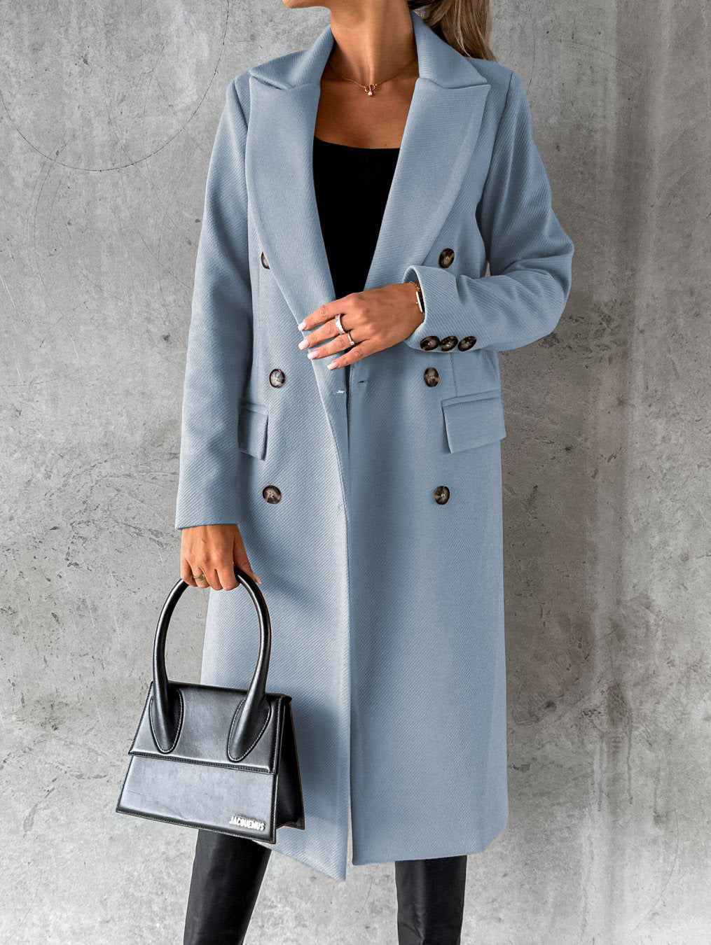 Polo Collar Solid Color Slim Fit Overcoat