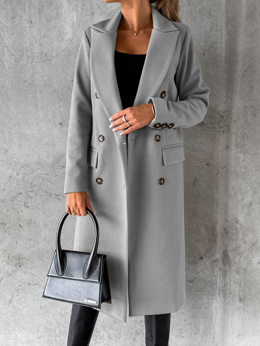 Polo Collar Solid Color Slim Fit Overcoat