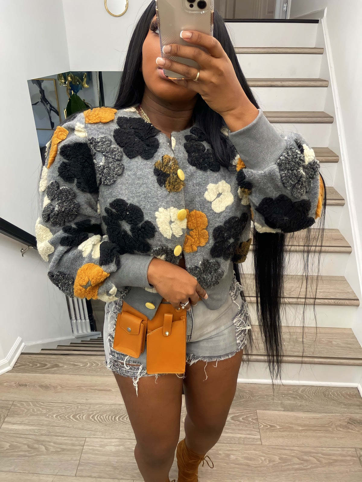 3D Rose Cardigan MultiColor