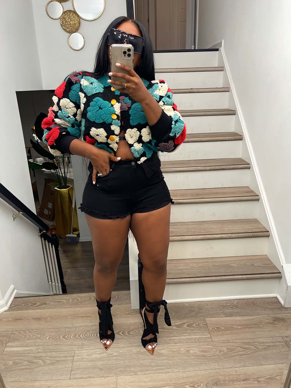 3D Rose Cardigan MultiColor