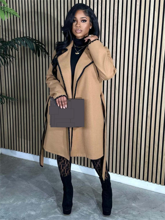 Woolen Long Sleeves Long Cut Coat