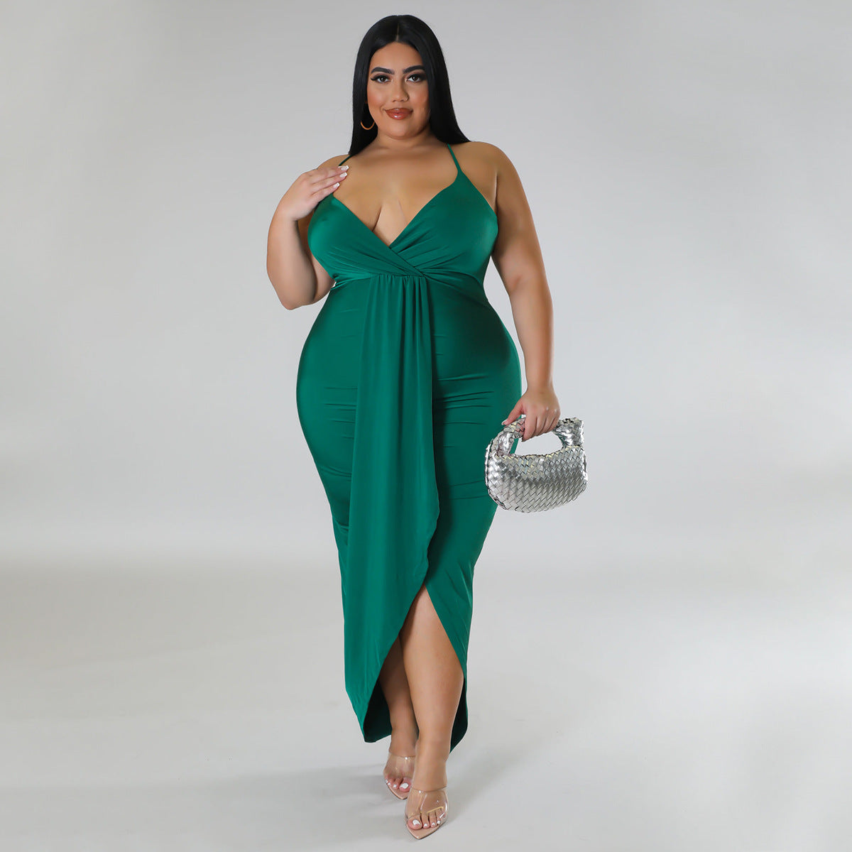 Sleeveless V Neck Stretch Dress