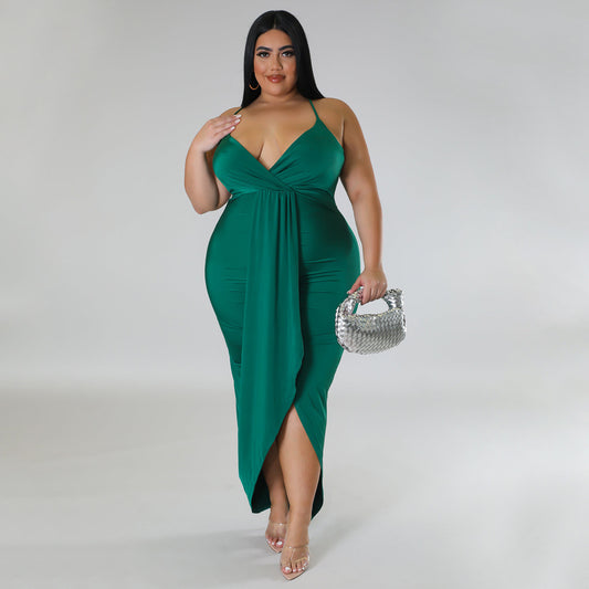 Sleeveless V Neck Stretch Dress