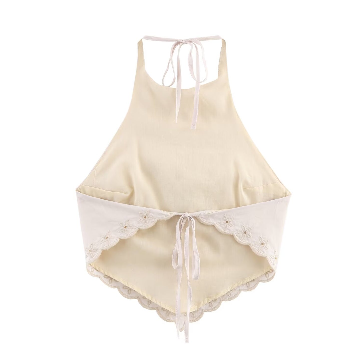Women Clothing Summer Embroidered Poplin Strap Top