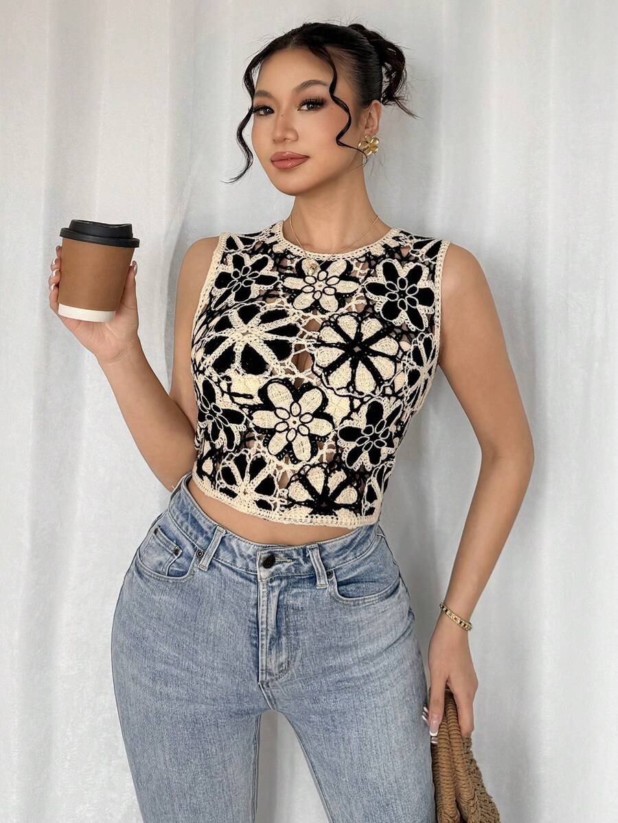 Women Summer Knitted Sleeveless Short Sleeved Top