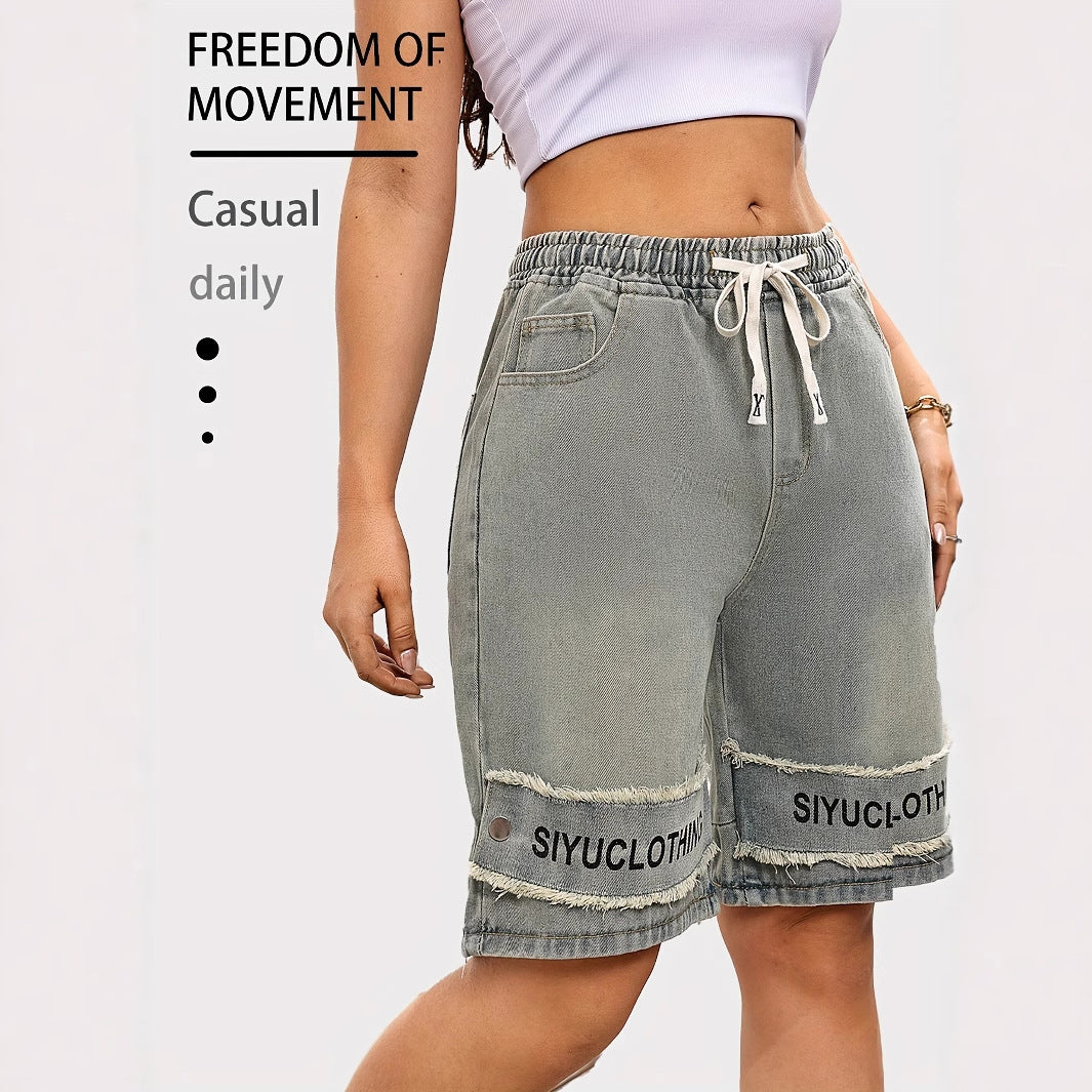Summer Jeans Personalized Printing Design High Waist Shorts