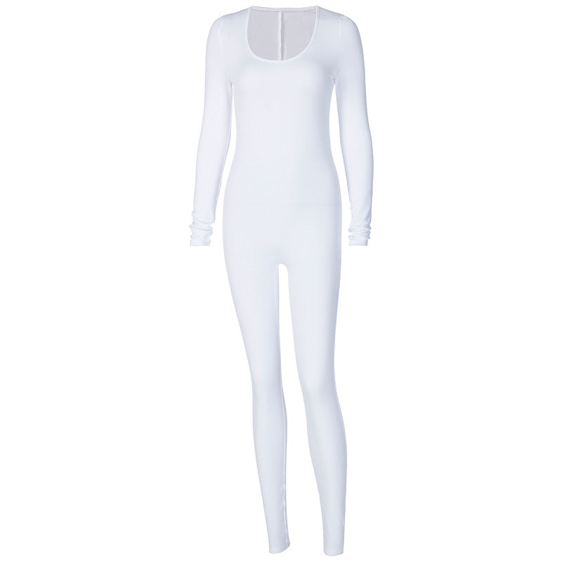 Women Clothing Autumn Long Sleeve Slim Fit Hip Raise Leggings Jumpsuit for Women