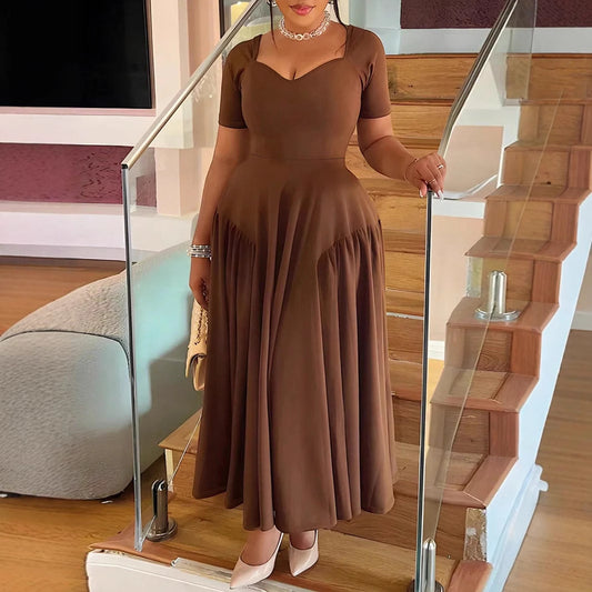 Royal Brown Waist Slimming Dress