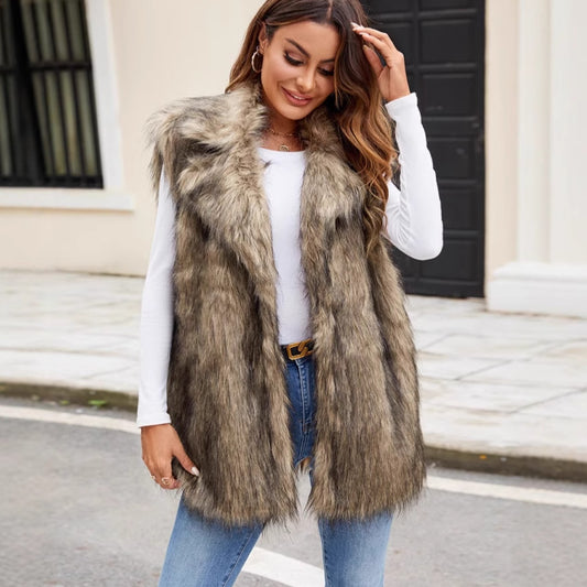 Faux Fur Collard Vest