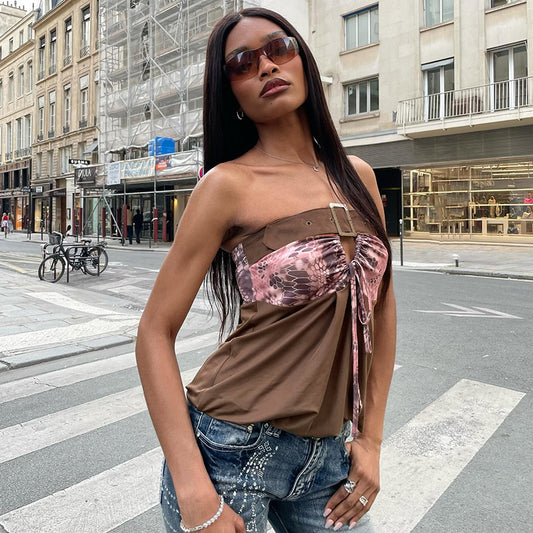 Summer Sexy Trendy Wild Stitching Tube Top Women Top