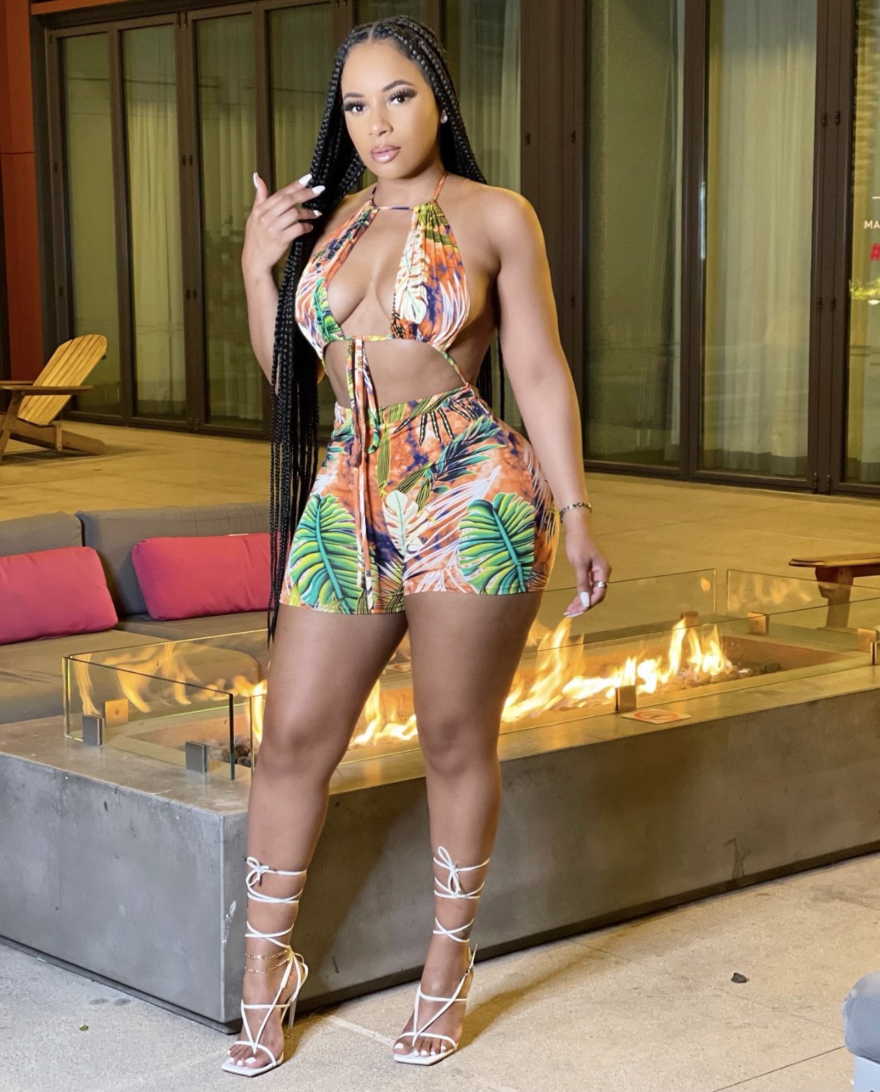 Tie-Dyed Leaves Siamese Romper