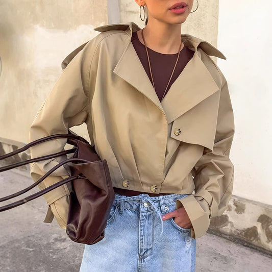 Khaki Collar Trench Jacket