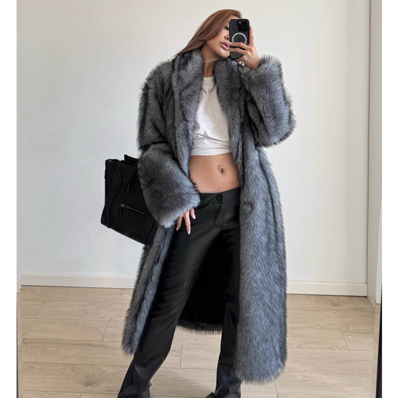 Women Fur Coat Winter Warm Faux Fur Coat