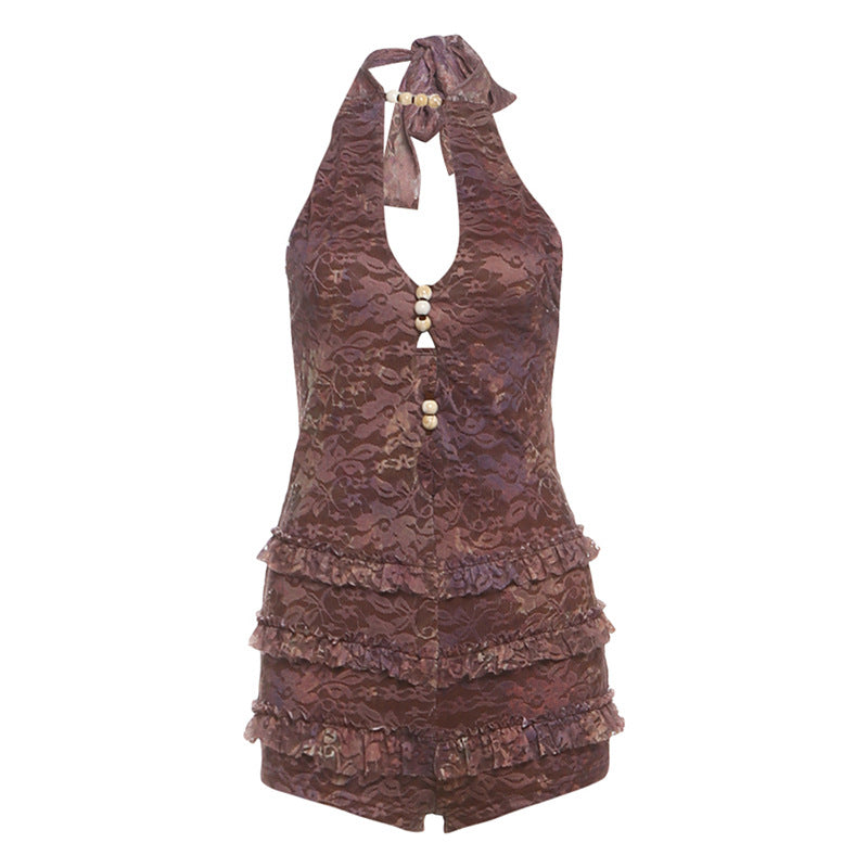 Tiffany Ruffled Mutlicolor Haltered Romper