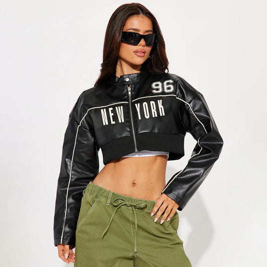 NEW YORK 96 Cropped Leather Jacket
