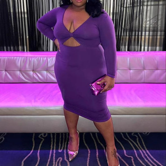 Sexy CutOut Solid Color Dress