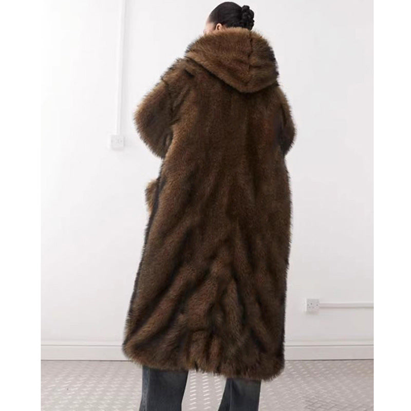 Faux Fur Hooded Coat