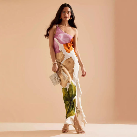 Passion Floral Printed Dress  Vacation