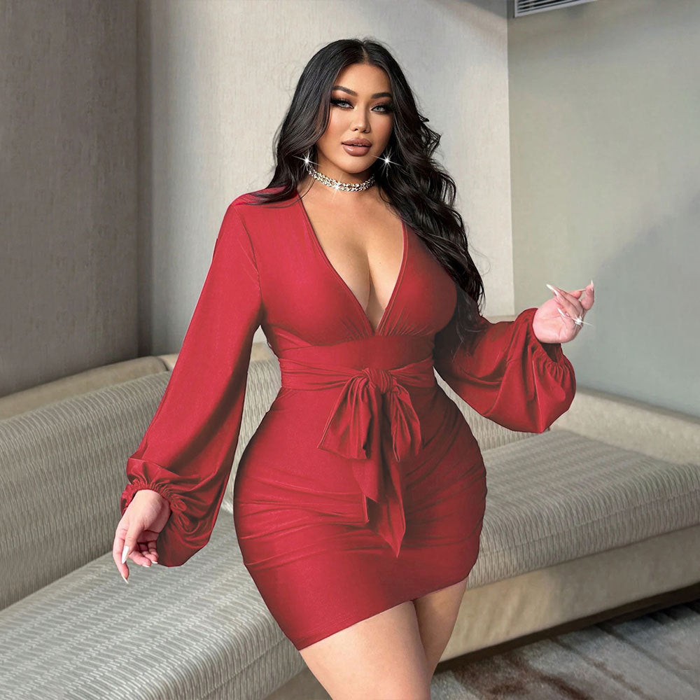 Sexy V neck Dress Bodycon Socialite Dress