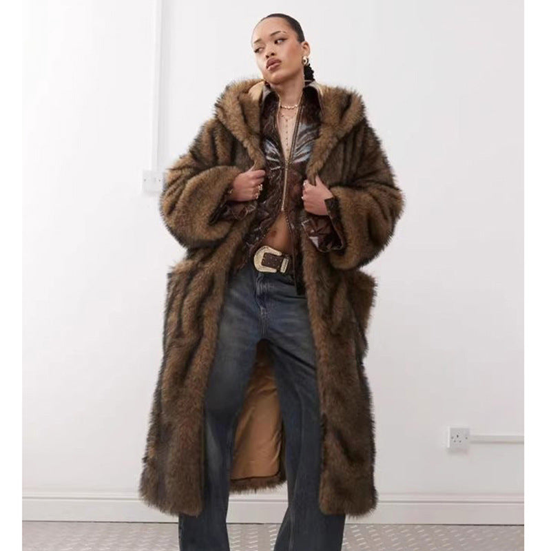 Faux Fur Hooded Coat