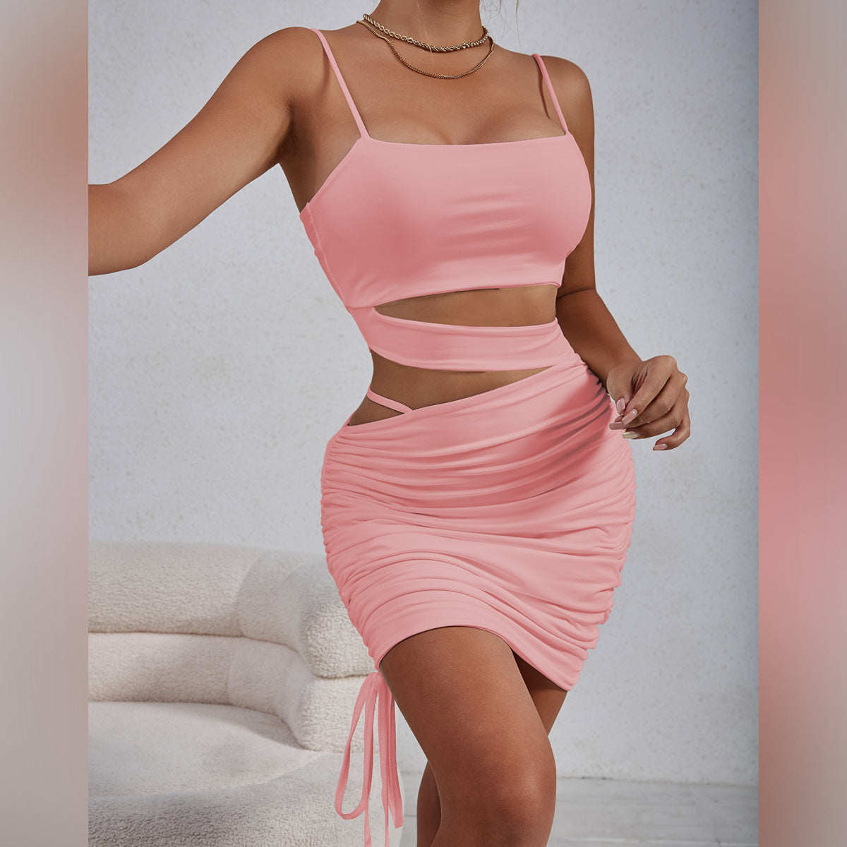 Cutout out Camisole Pleated Dress