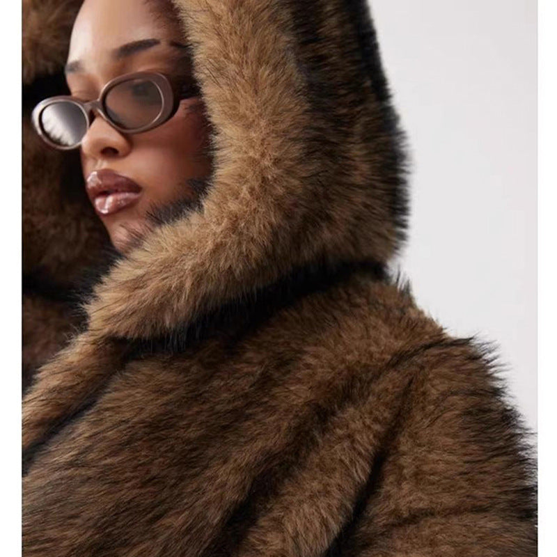 Faux Fur Hooded Coat