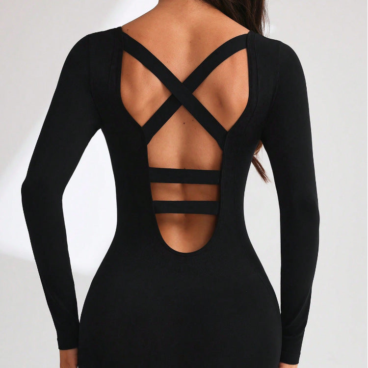 Jumpsuit Beauty Back Cross Shoulder Strap Corset Sports Yoga Bodysuit Workout Clothes Nylon Quick Drying