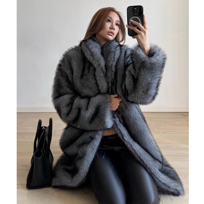 Women Fur Coat Winter Warm Faux Fur Coat
