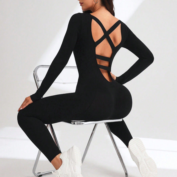 Jumpsuit Beauty Back Cross Shoulder Strap Corset Sports Yoga Bodysuit Workout Clothes Nylon Quick Drying