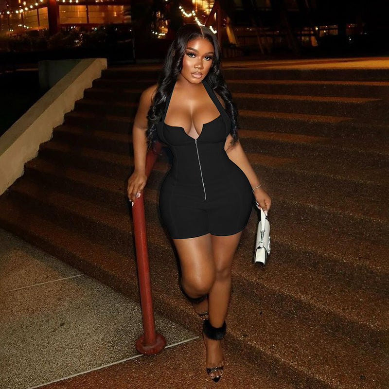 Samantha Sexy Zippered Romper