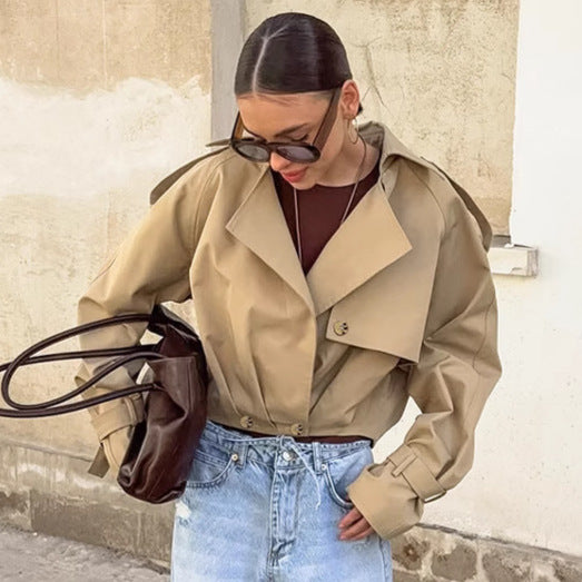Khaki Collar Trench Jacket