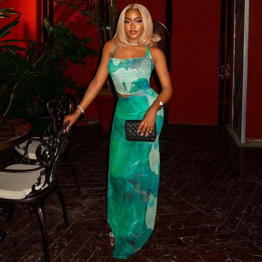 Emerald MultiColor Matching Skirt Set