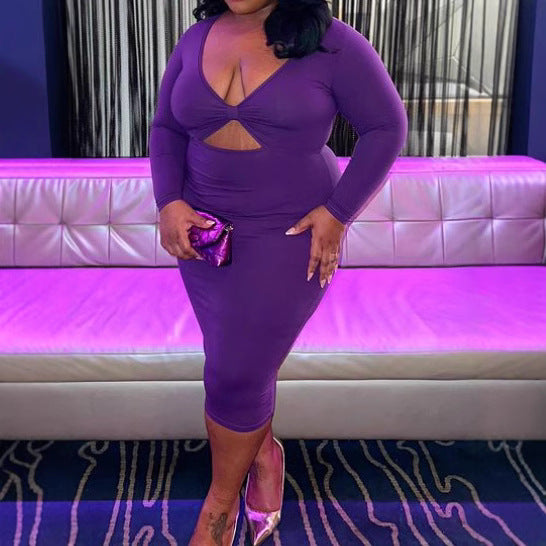 Sexy CutOut Solid Color Dress