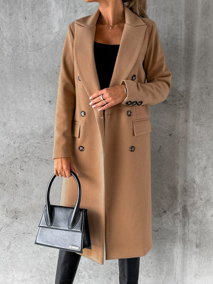 Polo Collar Solid Color Slim Fit Overcoat