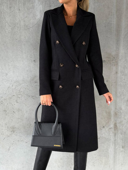 Polo Collar Solid Color Slim Fit Overcoat