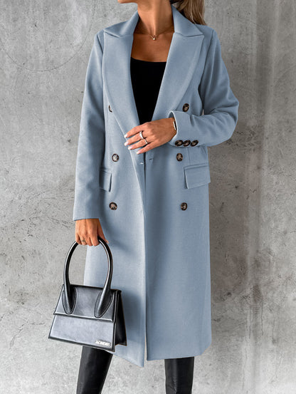 Polo Collar Solid Color Slim Fit Overcoat