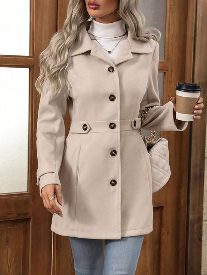 Collared Women Woolen Slim Fit Coat