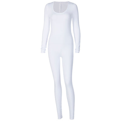 Women Clothing Autumn Long Sleeve Slim Fit Hip Raise Leggings Jumpsuit for Women