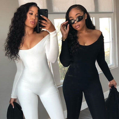 Women Clothing Autumn Long Sleeve Slim Fit Hip Raise Leggings Jumpsuit for Women
