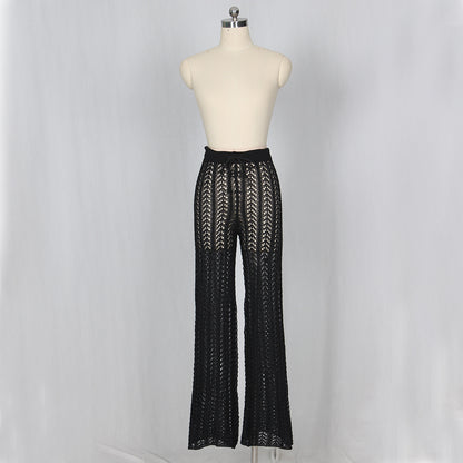Sexy Women Hollow Out Cutout Knitted Trousers Crocheted Beach Pants
