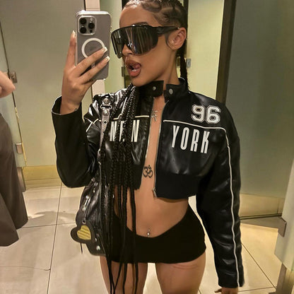 NEW YORK 96 Cropped Leather Jacket