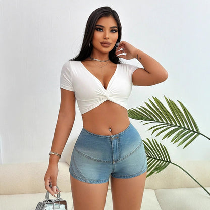 Women Clothing Sexy Skinny Stretchy Slimming Denim Shorts
