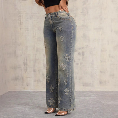 Women Clothing Straight Cross Denim