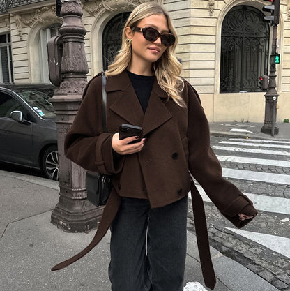 Collared Elegant Double Woolen Coat